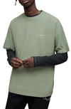 Allsaints Underground Oversize Graphic Tee In Natural Green