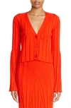 Stella Mccartney Wide Rib V-neck Cotton Cardigan In 6512-bright Red