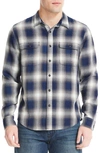 Lucky Brand Duofold Cotton Henley In Indigo Plaid