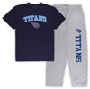 CONCEPTS SPORT CONCEPTS SPORT NAVY/HEATHER grey TENNESSEE TITANS BIG & TALL T-SHIRT & PAJAMA trousers SLEEP SET