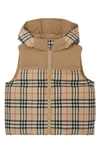 BURBERRY KIDS' THEO REVERSIBLE HOODED DOWN VEST