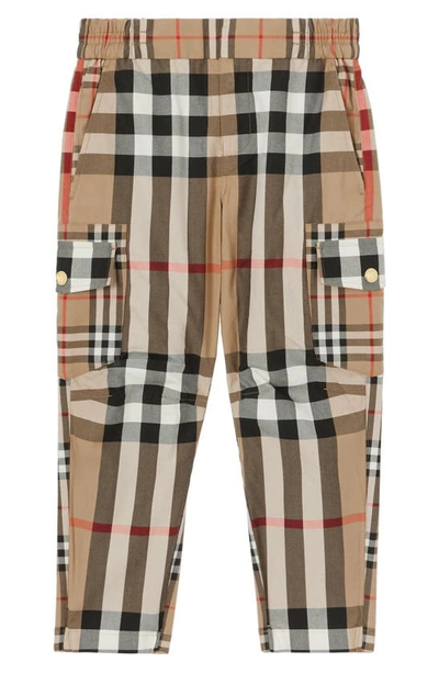 Burberry Kids'  Childrens Contrast Check Cotton Cargo Trousers In Neutrals