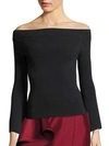 SOLACE LONDON Fabia Off-The-Shoulder Knit Bell-Sleeve Top