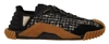 Dolce & Gabbana Black White Fabric Lace Up Ns1 Sneakers In Black