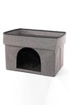 Precious Tails Linen Cat Cave With Storage In Charcoal