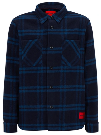 Hugo Emeni Plaid Oversized Fit Shirt Jacket In Blue