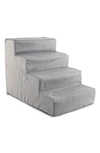 Precious Tails Herringbone High Density Foam 4 Steps Pet Dog Stairs In Gray