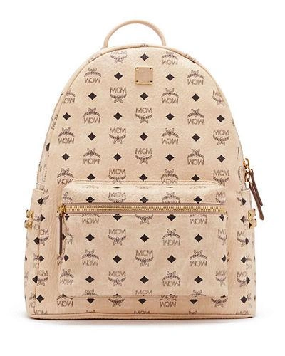 Mcm Medium Stark Coated Canvas Backpack - Beige