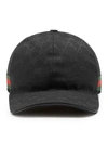 Gucci Black Canvas Original Gg Baseball Cap In Black