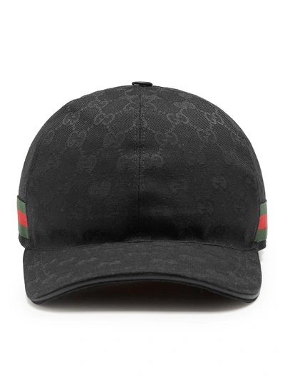 Gucci 古驰 男士棉质黑色饰条纹织带gg帆布棒球帽 200035-kqwbg-1060 In Black