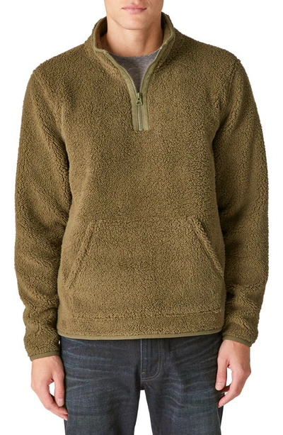 Lucky Brand High Pile Fleece Mock Neck Sweatshirt In Green