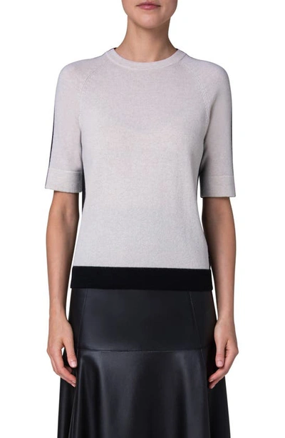 Akris Cashmere Two-tone Knit Jumper In Grey Black