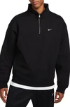 Nike Solo Swoosh Oversize Quarter Zip Sweatshirt In Black/white