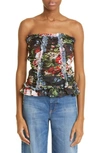 MOLLY GODDARD TRACEY FLORAL PRINT STRAPLESS BLOUSE