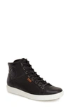 Ecco Womens Leather Lifestyle High-top Sneakers In Black