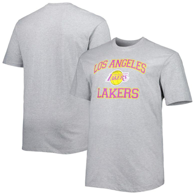 Profile Men's Heathered Gray Los Angeles Lakers Big And Tall Heart And Soul T-shirt