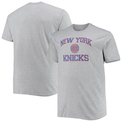 Profile Men's Heathered Grey New York Knicks Big And Tall Heart & Soul T-shirt