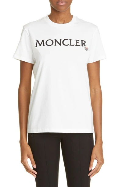 Moncler Logo Embroidered T-shirt In White