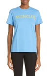 Moncler Logo Embroidered T-shirt In Light Blue