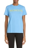 Moncler Logo Embroidered T-shirt In Turquois