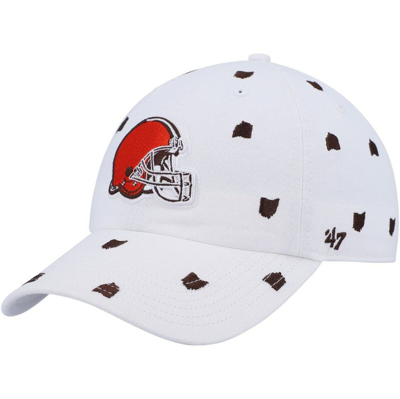 47 ' White Cleveland Browns Confetti Clean Up Logo Adjustable Hat