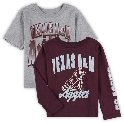 Outerstuff Kids' Preschool Maroon/heather Grey Texas A&m Aggies Game Day T-shirt Combo Pack