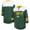 G-iii 4her By Carl Banks Women's  Green, White Green Bay Packers Double Team 3/4-sleeve Lace-up T-shi In Green