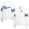 STARTER STARTER WHITE LOS ANGELES RAMS LINE UP SATIN FULL-SNAP VARSITY JACKET