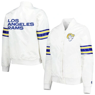 Starter White Los Angeles Rams Line Up Satin Full-snap Varsity Jacket