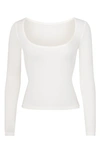 Skims Square Neck Long Sleeve T-shirt In Marble
