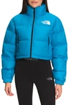The North Face Nuptse Short Jacket In Acoustic Blue