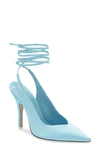 Attico Light Blue Venus Pumps With Rhinestone Decoration On Heel In Sky Blue
