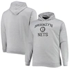 Profile Men's Heathered Gray Brooklyn Nets Big And Tall Heart And Soul Pullover Hoodie In Heather Gray