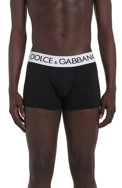 Dolce & Gabbana Cotton Blend Logo Waistband Boxer Briefs In Black