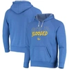 Majestic Threads Heathered Royal Golden State Warriors Mantra Tri-blend V-neck Raglan Pullover Hoodi In Heather Royal