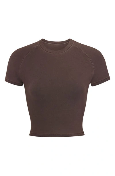 Skims Raglan Crop T-shirt In Cocoa