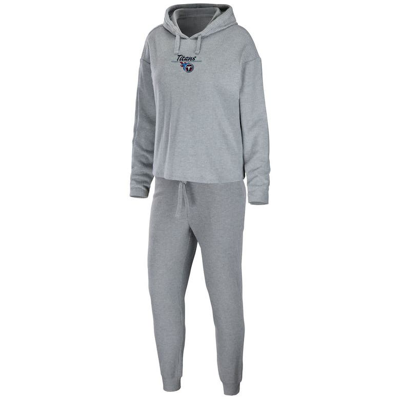 Wear By Erin Andrews Heathered Grey Tennessee Titans Pullover Hoodie & Trousers Lounge Set In Heather Grey
