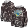 Majestic Threads Black Golden State Warriors Burble Tie-dye Tri-blend Pullover Hoodie In Black
