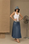 DON THE FULLER DON THE FULLER CHIC BLUE DENIM PLEATED WOMEN'S SKIRT