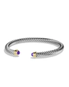 David Yurman Cable Bracelet With Gemstone In Silver With 14k Gold, 5mm In Amethyst