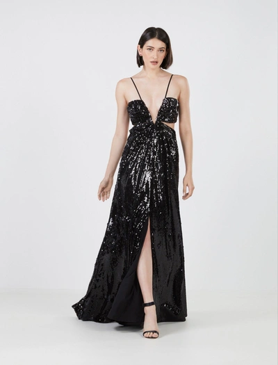 Bcbgmaxazria Giacomo Cutout Sequin Evening Dress In Black Beauty