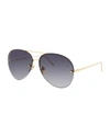 LINDA FARROW RIMLESS GRADIENT AVIATOR SUNGLASSES, GRAY,PROD198350031