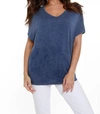 Angel Braided Short Sleeve Tunic In Denim In Blue