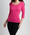 Angel Three Quarter Sleeve Tunic Top In Fuchsia In Pink