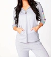 Angel 3/4 Sleeve Stripe Hoodie In Gray In Grey