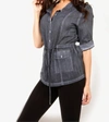 ANGEL Oil-Washed Drawstring Shirt In Gray