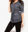 Angel Oil-washed Drawstring Shirt In Gray In Grey