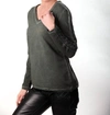 Angel V-neck Top In Olive In Grey