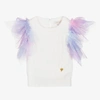 ANGEL'S FACE GIRLS WHITE KNIT & TULLE TOP