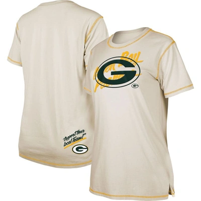 New Era Cream Green Bay Packers Split T-shirt